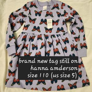 Hanna Andersson Girls Purple Butterfly Dress size 110 cm